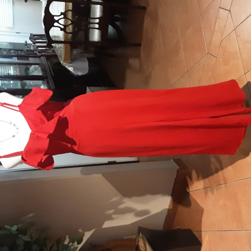 SHEIN Orange Red Ruffled Rompers